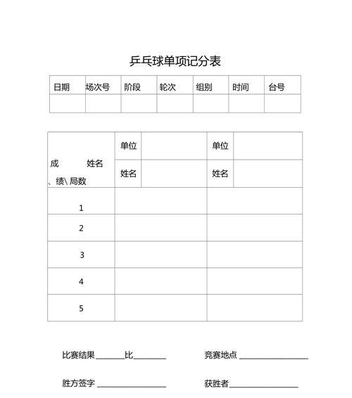 乒乓球积分系统的运用与影响（以单循环赛制为基础，提升乒乓球比赛公平性与竞技性）