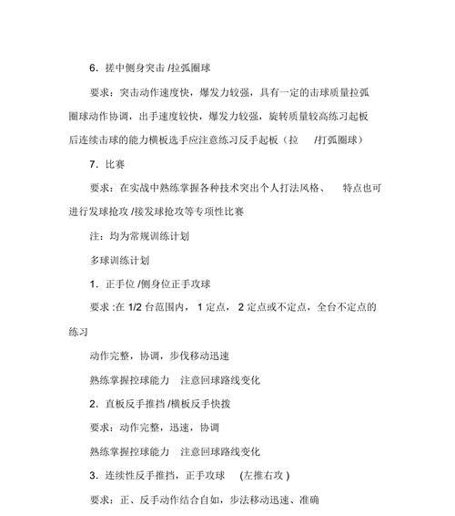 乒乓球训练技巧总结（提高球感、击球技术、身体协调性和战术应用的关键要点）